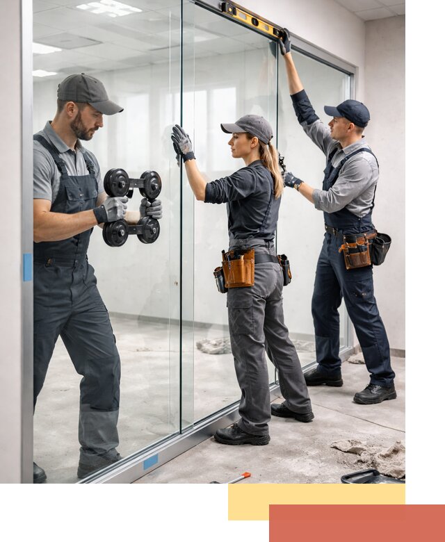 Профессиональный монтаж стеклянных перегородок в Топках