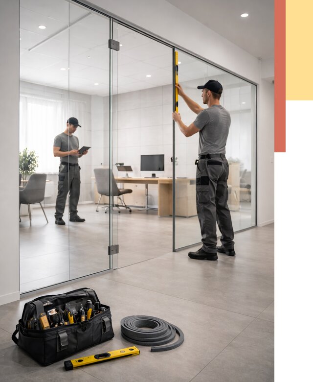 Цельностеклянные перегородки под ключ в Топках от 9626 руб. — монтаж и цены | ОТДЕЛОЧНИК-Тпк