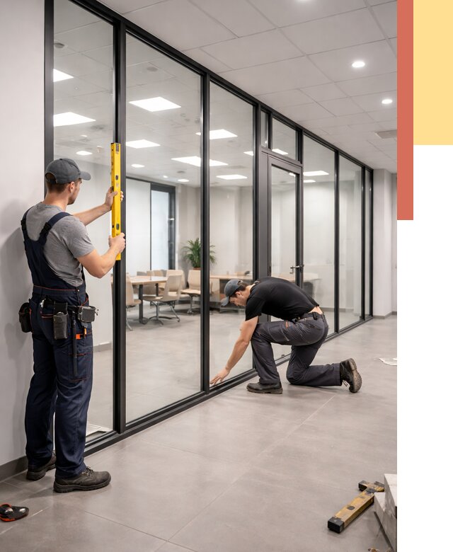 Каркасные стеклянные перегородки в Топках под ключ от 9322 руб. | ОТДЕЛОЧНИК-Тпк