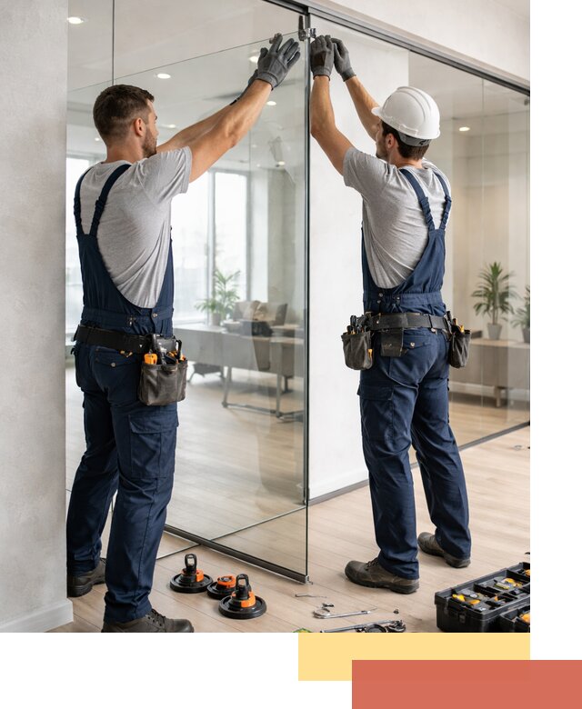 Безрамные стеклянные перегородки под ключ в Топках