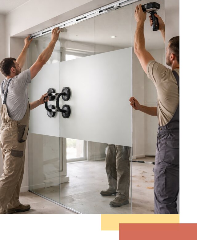 Матовые стеклянные перегородки под ключ в Топках