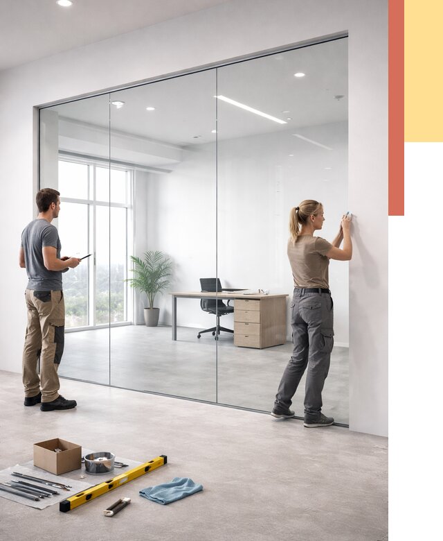 Перегородки из закаленного стекла в Топках от 9626 руб. под ключ | ОТДЕЛОЧНИК-Тпк