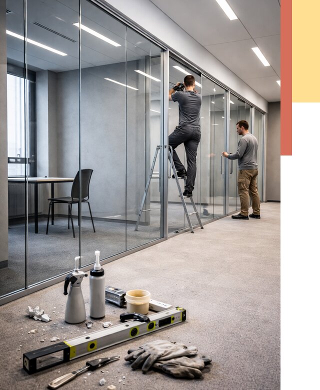 Стеклянные офисные перегородки в Топках от 8613 руб. — монтаж и установка | ОТДЕЛОЧНИК-Тпк