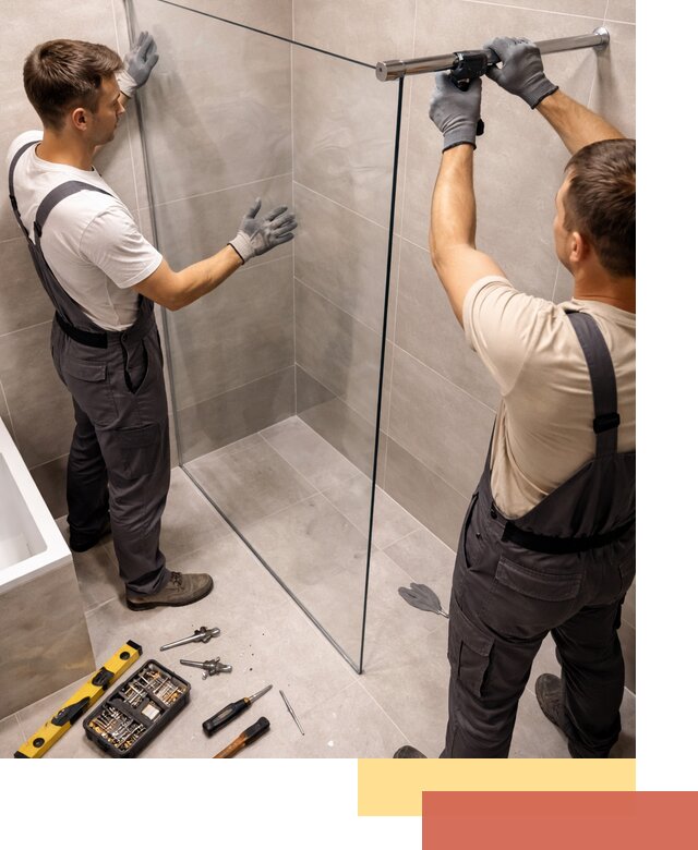 Стеклянные перегородки для душа в Топках — изготовление и монтаж