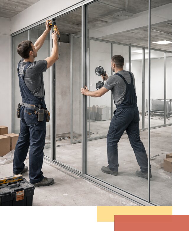 Алюминиевые перегородки со стеклом в Топках — изготовление и монтаж