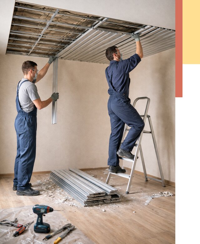 Демонтаж реечного потолка в Топках от 4560 руб. быстро и недорого | ОТДЕЛОЧНИК-Тпк