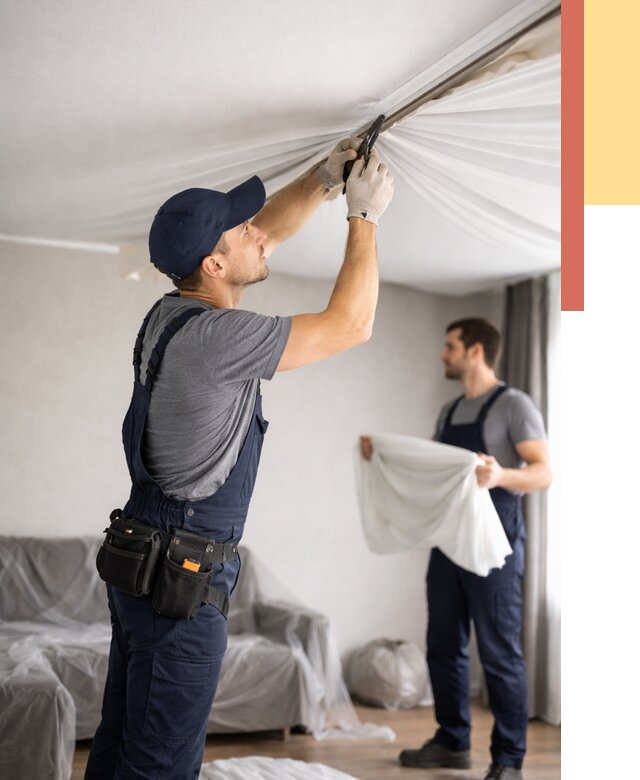 Демонтаж натяжного потолка в Топках от 4560 руб. — снятие и разбор под ключ | ОТДЕЛОЧНИК-Тпк