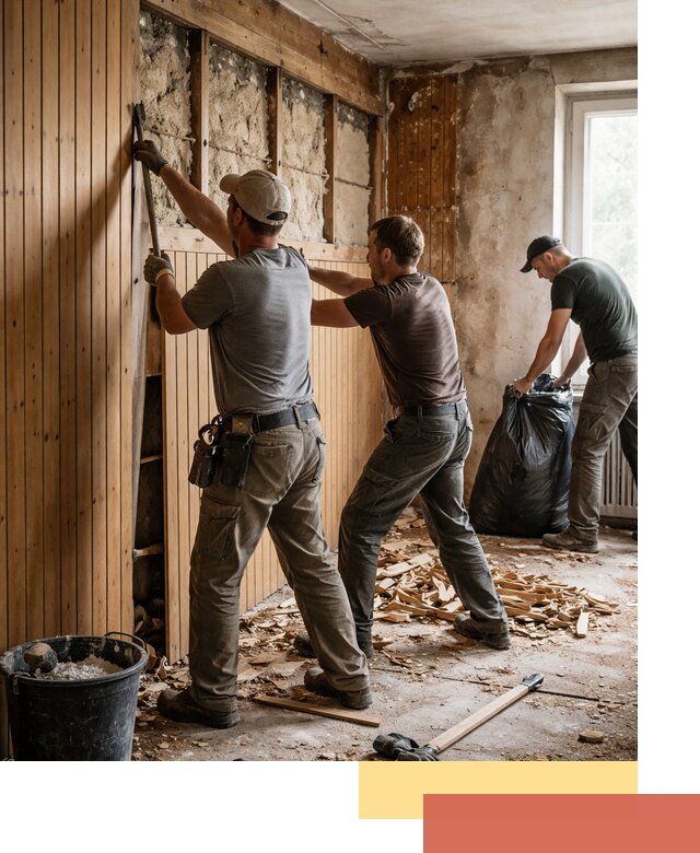 Демонтаж вагонки и вывоз материалов в Топках