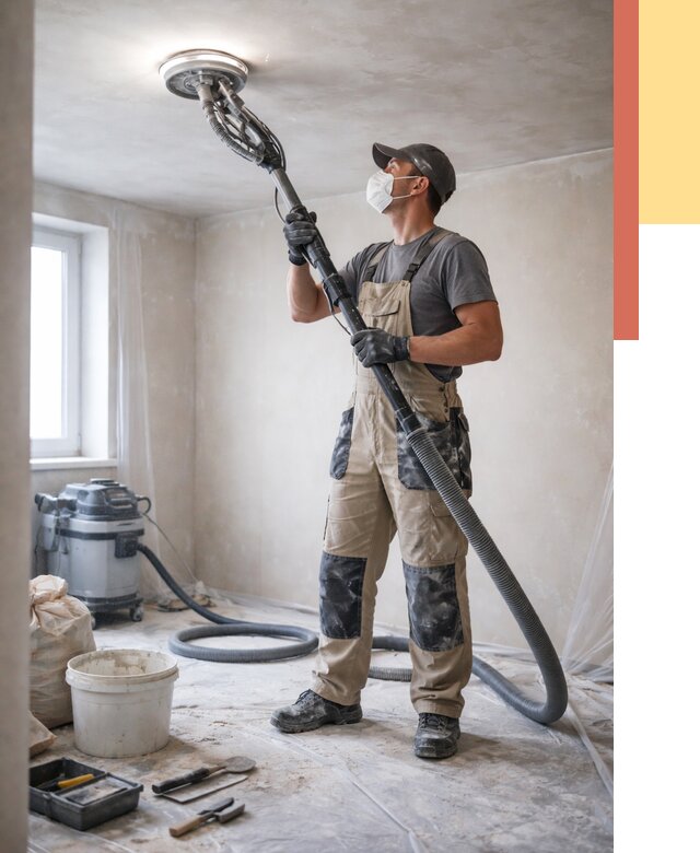 Шлифовка потолка в Топках от 3547 руб. — услуги шлифования потолка | ОТДЕЛОЧНИК-Тпк