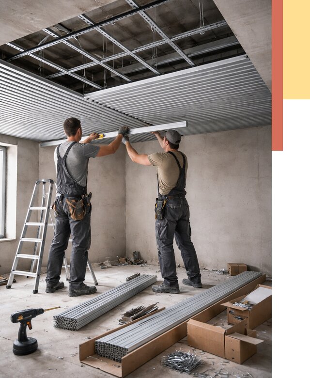 Монтаж реечного потолка в Топках от 4560 руб. под ключ | ОТДЕЛОЧНИК-Тпк