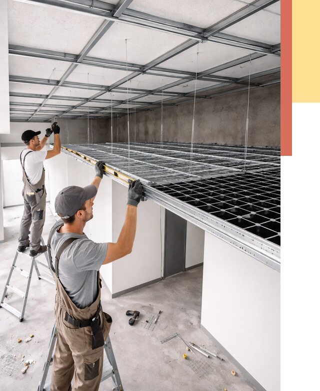 Монтаж потолка грильято в Топках от 456 руб./м² — быстрая сборка под ключ | ОТДЕЛОЧНИК-Тпк