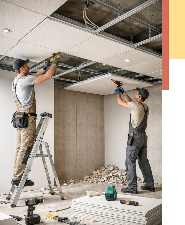 Монтаж акустического потолка в Топках от 6586 руб/м2 — быстро и недорого | ОТДЕЛОЧНИК-Тпк