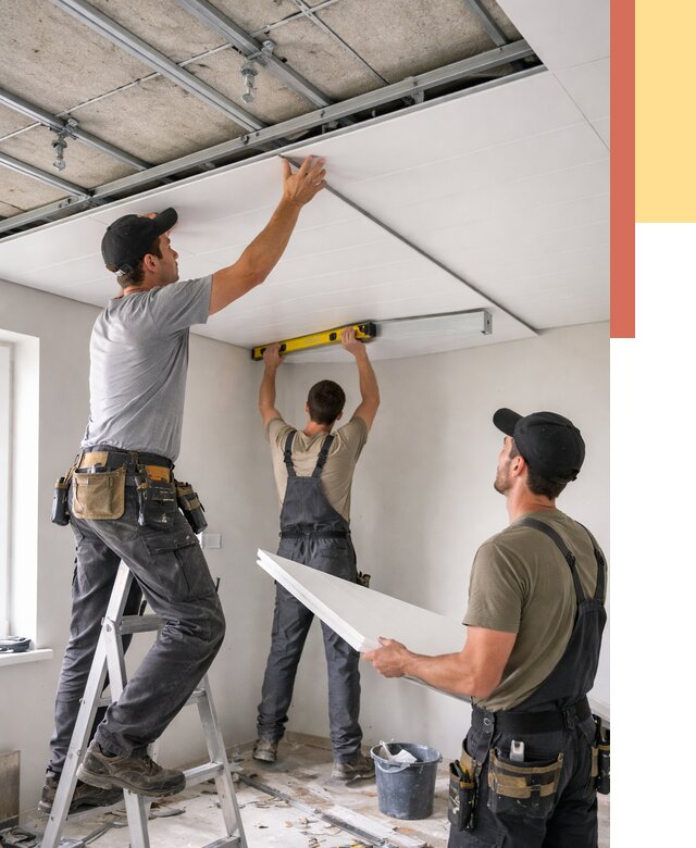 Монтаж потолка из ПВХ панелей в Топках от 3547 руб./м2 — быстро и недорого | ОТДЕЛОЧНИК-Тпк