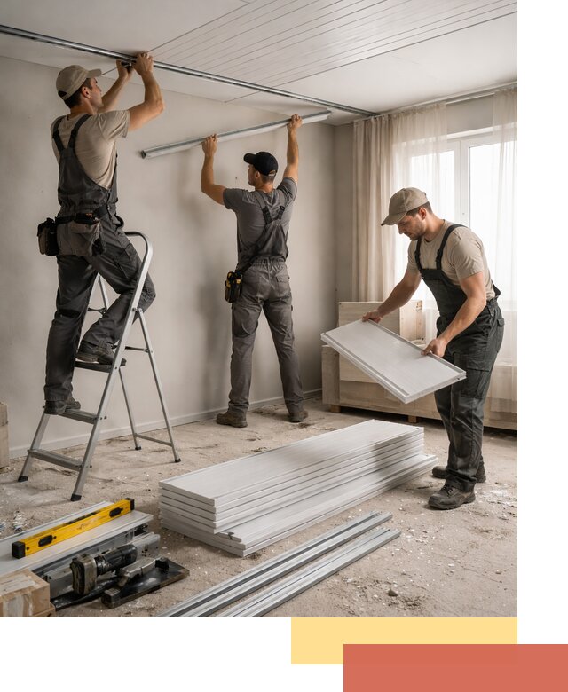 Монтаж потолка из ПВХ панелей в Топках оперативно и качественно