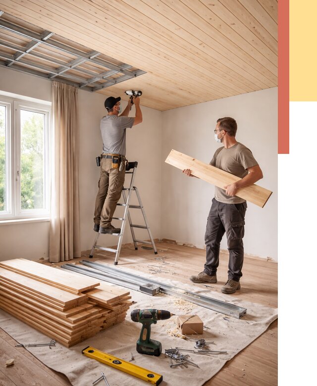 Монтаж потолка из вагонки в Топках от 6586 руб. | Быстро и недорого — ОТДЕЛОЧНИК-Тпк