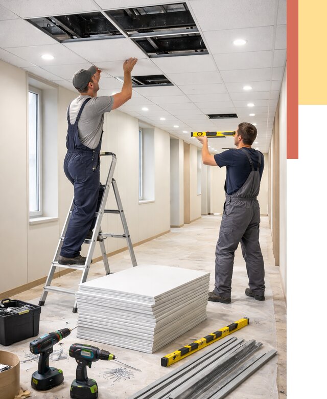 Ремонт потолка Армстронг в Топках от 4560 руб. — быстро и недорого | ОТДЕЛОЧНИК-Тпк