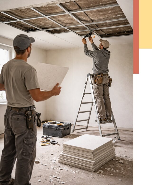 Замена плит подвесного потолка в Топках от 1773 руб. быстро и недорого | ОТДЕЛОЧНИК-Тпк