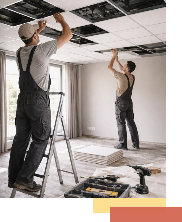 Замена плит подвесного потолка в Топках быстро и качественно