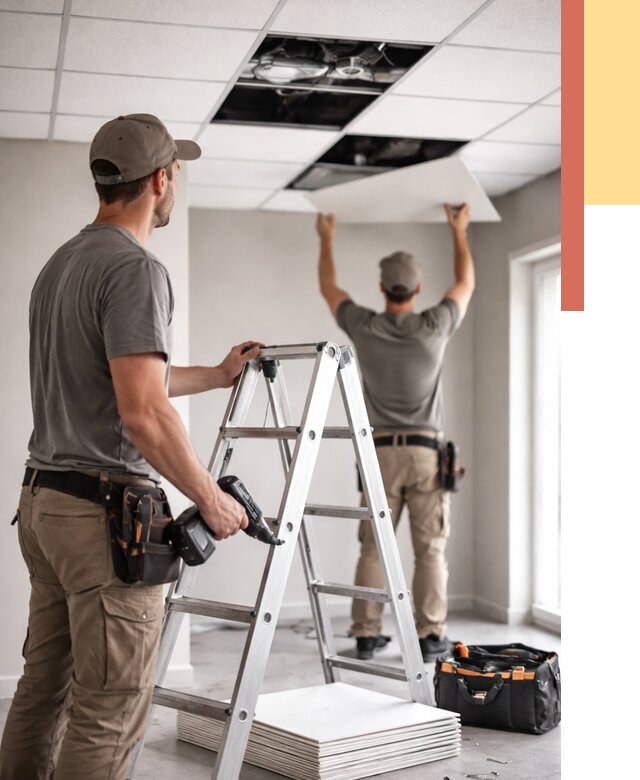 Обслуживание подвесного потолка в Топках от 3547 руб. — быстро и недорого | ОТДЕЛОЧНИК-Тпк