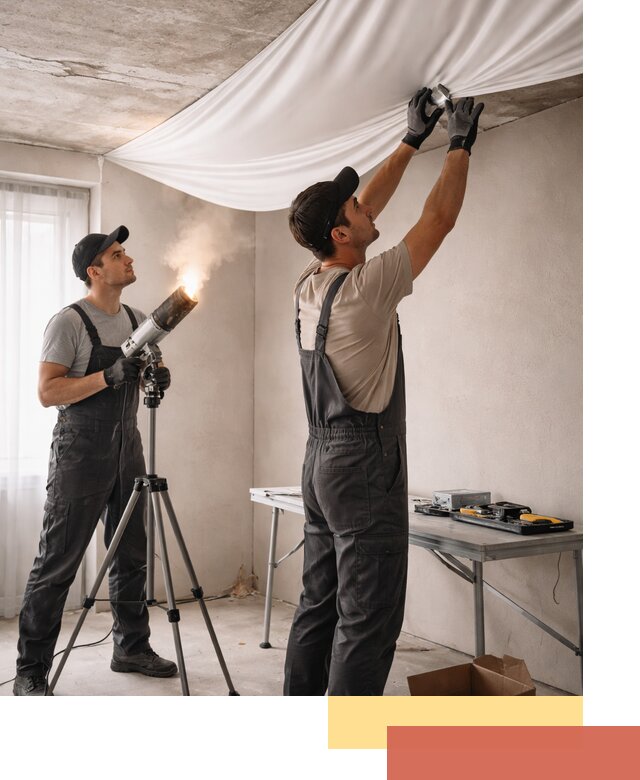 Установка натяжного потолка под ключ в Топках