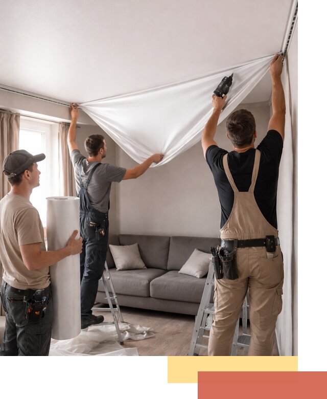 Монтаж сатинового натяжного потолка в Топках качественно и быстро