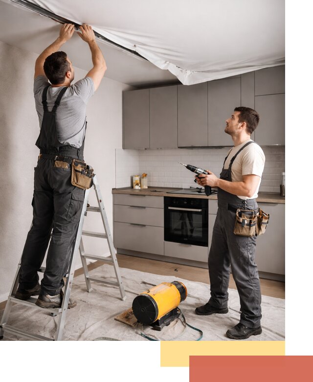 Монтаж натяжного потолка на кухне в Топках