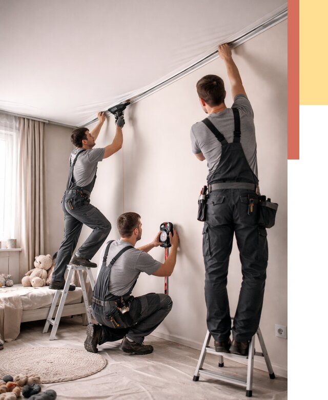 Монтаж натяжного потолка в детской в Топках от 3547 руб. — быстро и недорого | ОТДЕЛОЧНИК-Тпк