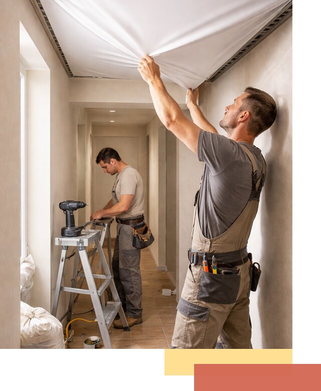 Монтаж натяжного потолка в прихожей в Топках