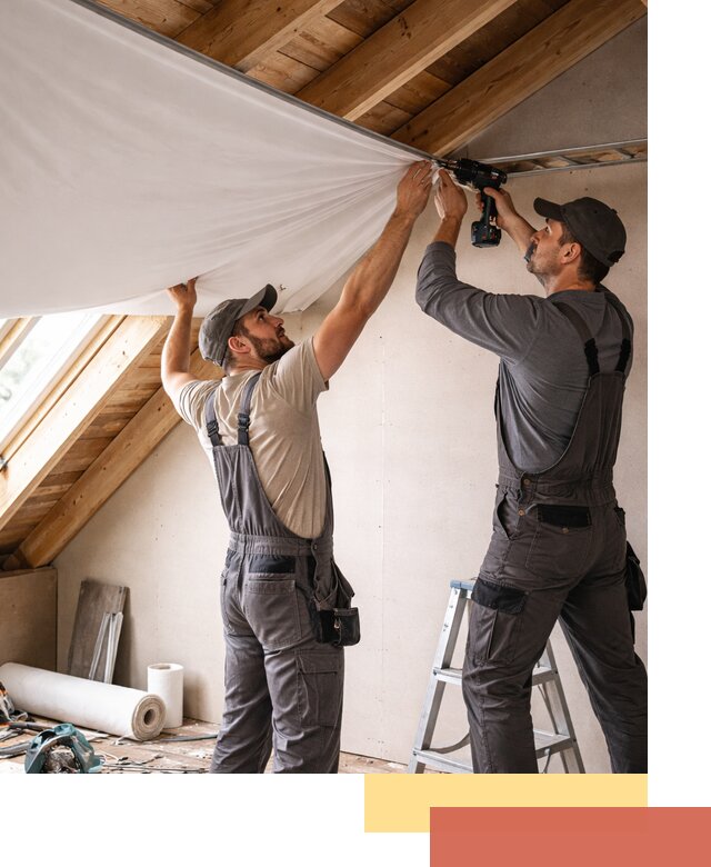 Монтаж натяжного потолка в мансарде в Топках