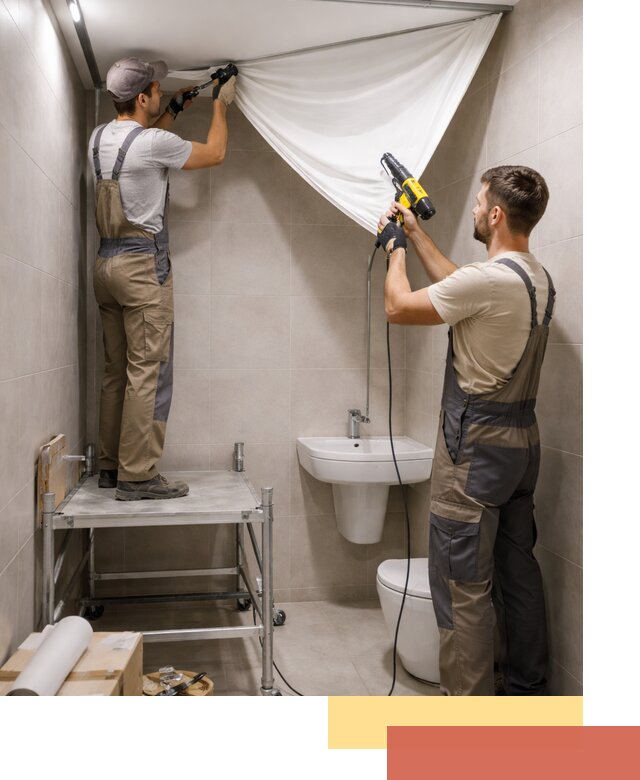 Монтаж натяжного потолка в санузле в Топках