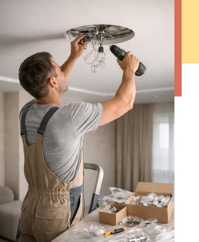 Установка люстры в натяжной потолок в Топках от 1216 руб. | Быстро и недорого — ОТДЕЛОЧНИК-Тпк