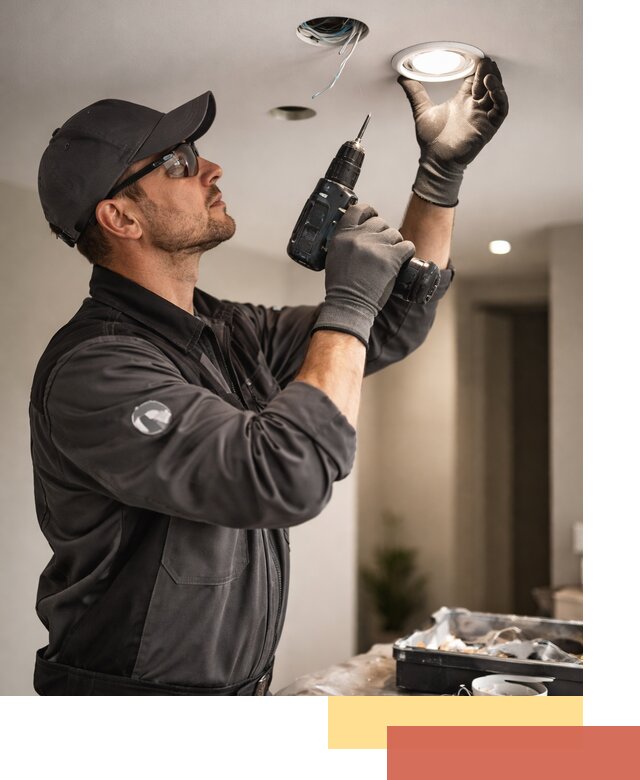 Установка точечных светильников в натяжной потолок в Топках