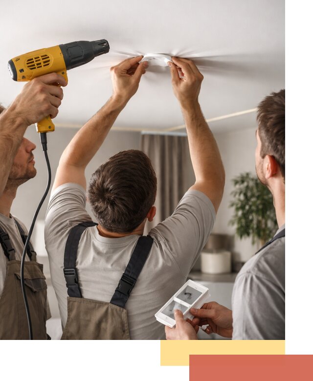 Ремонт прокола полотна натяжного потолка в Топках