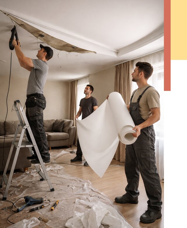 Замена полотна натяжного потолка в Топках от 9626 руб. быстро и недорого | ОТДЕЛОЧНИК-Тпк