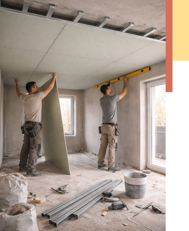 Одноуровневый потолок из гипсокартона в Топках от 760 руб. — монтаж под ключ | ОТДЕЛОЧНИК-Тпк