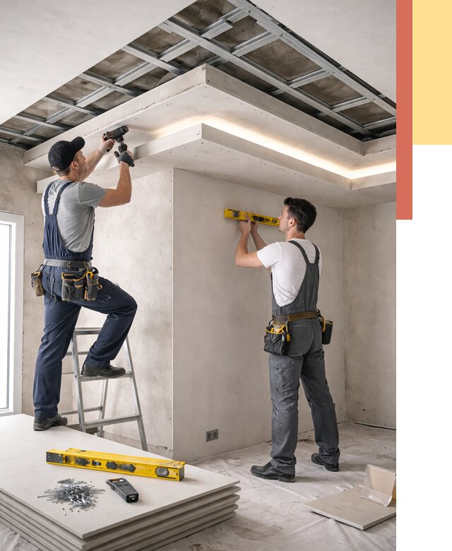 Двухуровневый потолок из гипсокартона в Топках от 1469 руб. под ключ | ОТДЕЛОЧНИК-Тпк