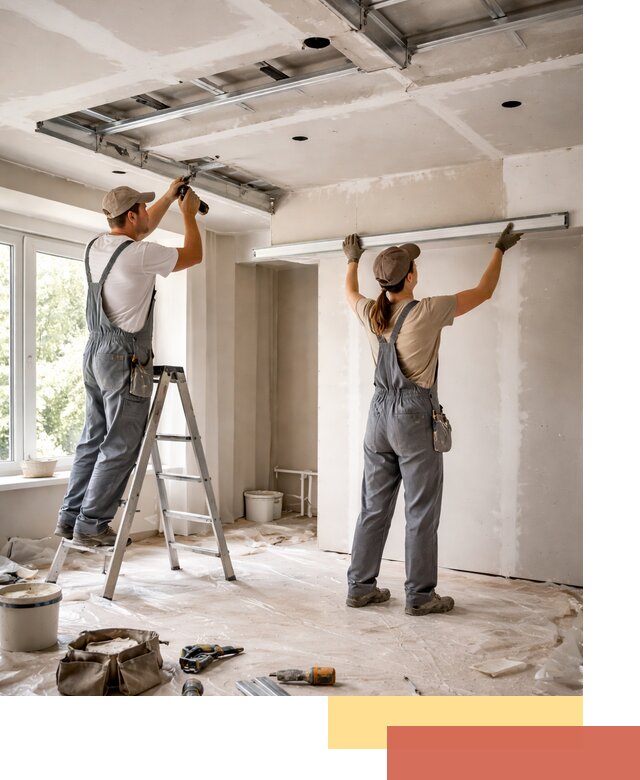 Монтаж многоуровневого потолка из гипсокартона в Топках