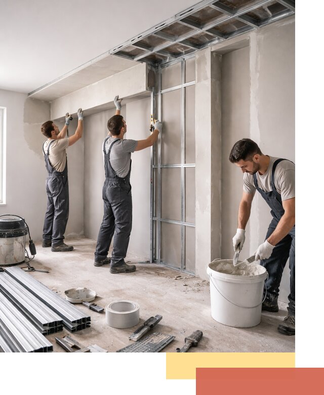 Монтаж потолка из гипсокартона с нишей в Топках