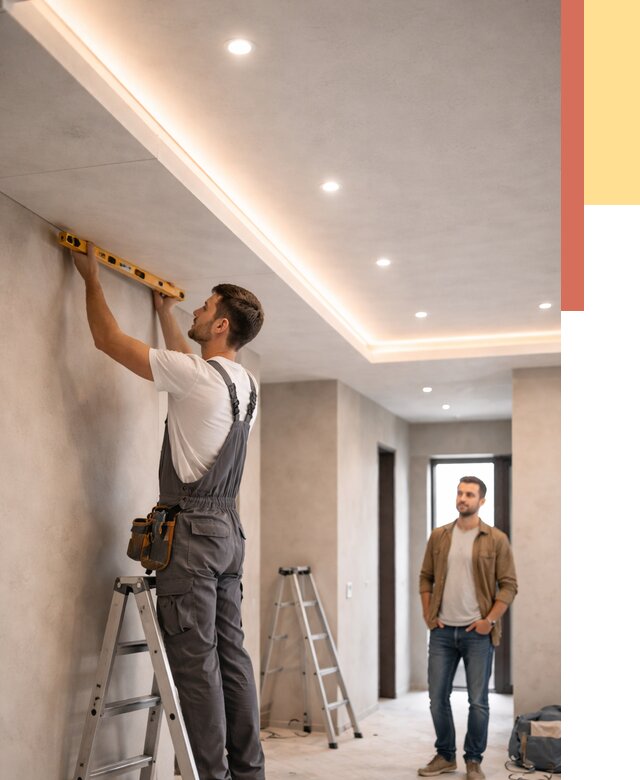 Потолок из гипсокартона с подсветкой в Топках от 760 руб./м2 под ключ | ОТДЕЛОЧНИК-Тпк