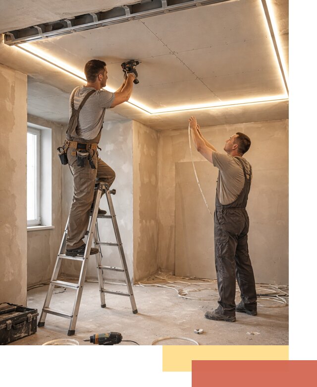 Потолок из гипсокартона с подсветкой в Топках