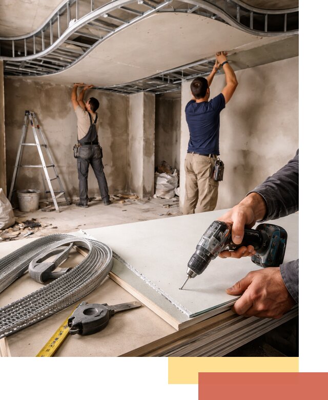 Криволинейный потолок из гипсокартона в Топках — монтаж и отделка