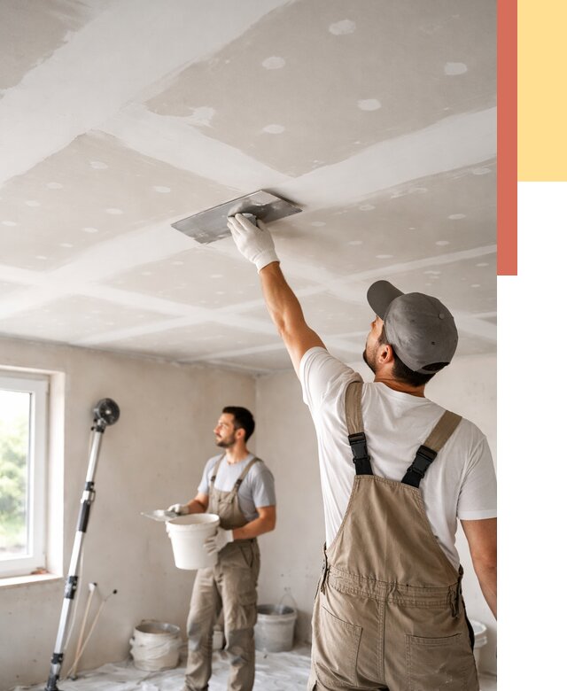 Шпаклевка потолка из гипсокартона в Топках от 3243 руб./м2 — услуги под ключ | ОТДЕЛОЧНИК-Тпк