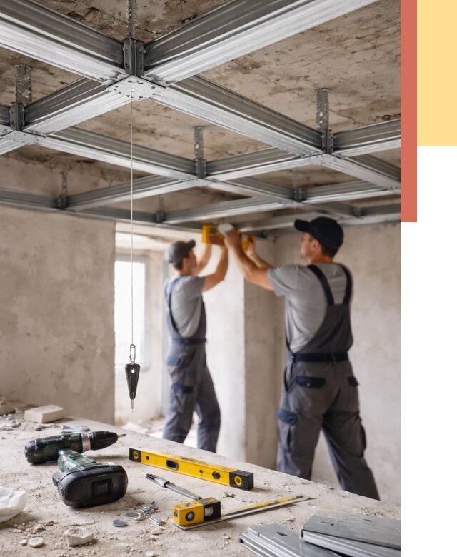 Монтаж каркаса потолка из профиля в Топках от 4560 руб. — услуги ОТДЕЛОЧНИК-Тпк