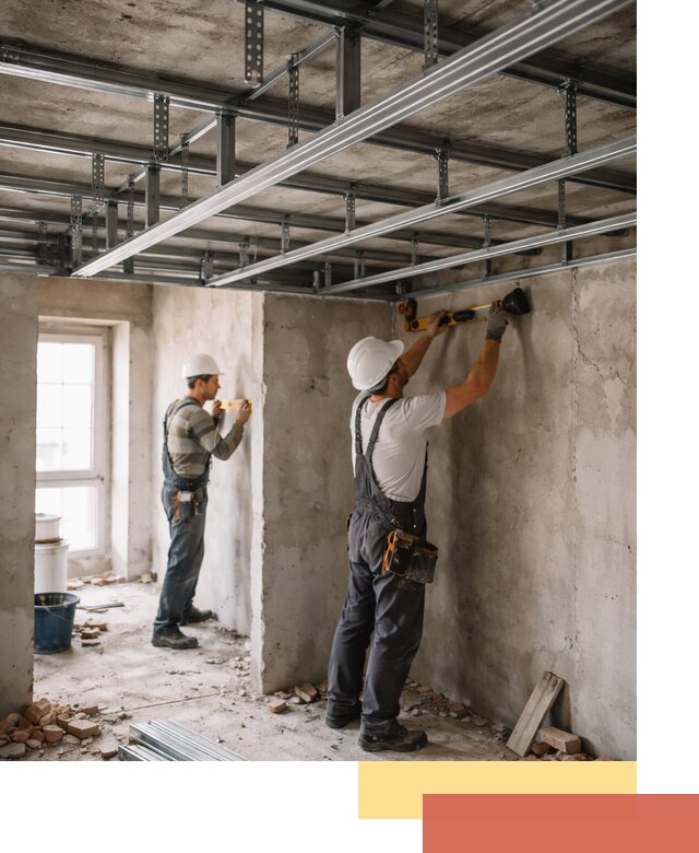 Монтаж каркаса потолка из профильного профиля в Топках