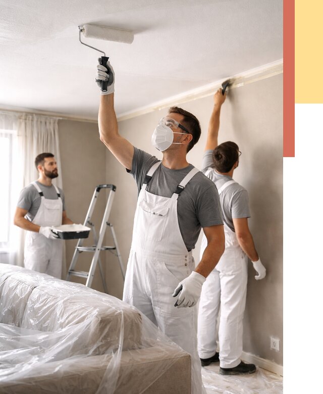 Покраска потолка водоэмельсионной краской в Топках от 2229 руб/м² — услуги под ключ | ОТДЕЛОЧНИК-Тпк