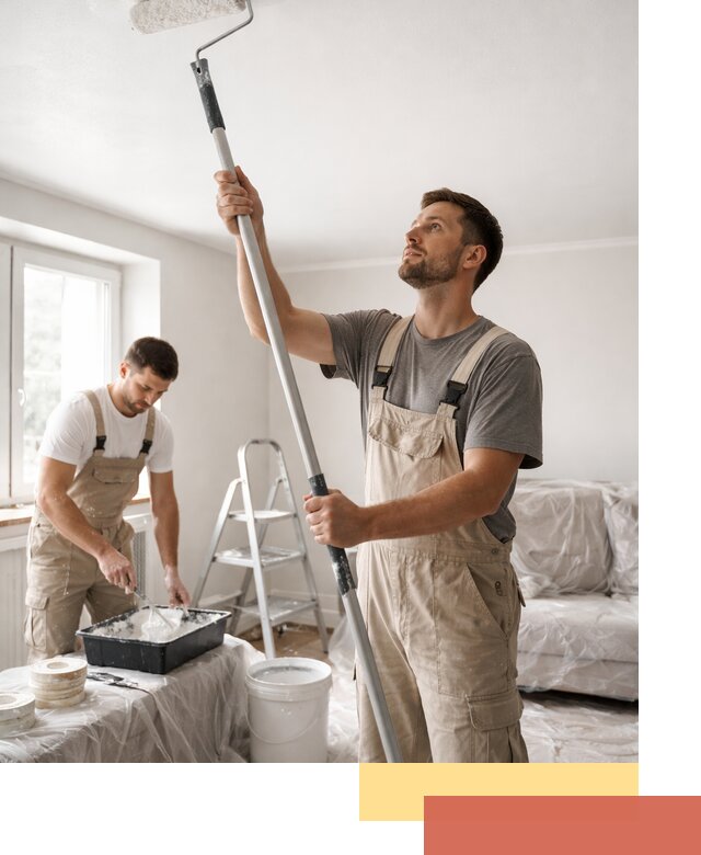 Покраска потолка водоэмульсионной краской в Топках