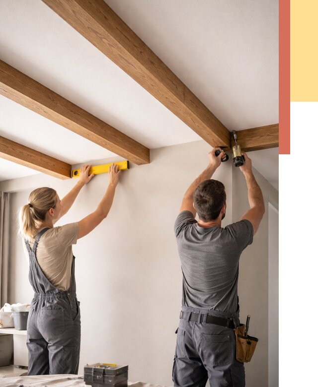 Монтаж декоративных балок на потолок в Топках от 4256 руб. — ОТДЕЛОЧНИК-Тпк