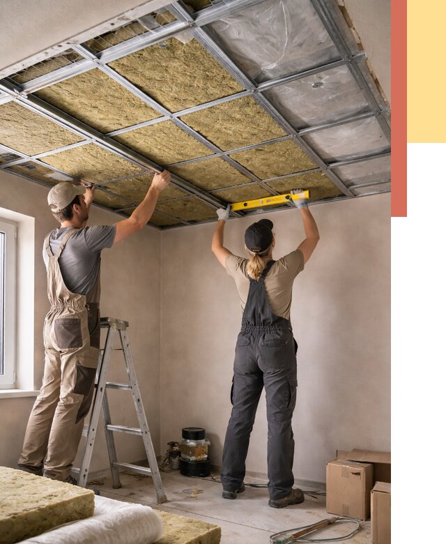 Шумоизоляция потолка в Топках от 1267 руб. под ключ — услуги ОТДЕЛОЧНИК-Тпк